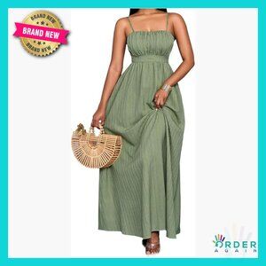 Boho Maxi Dress Flowy Ruffle Ruched Sleeveless Summer Wedding Guest Sundress